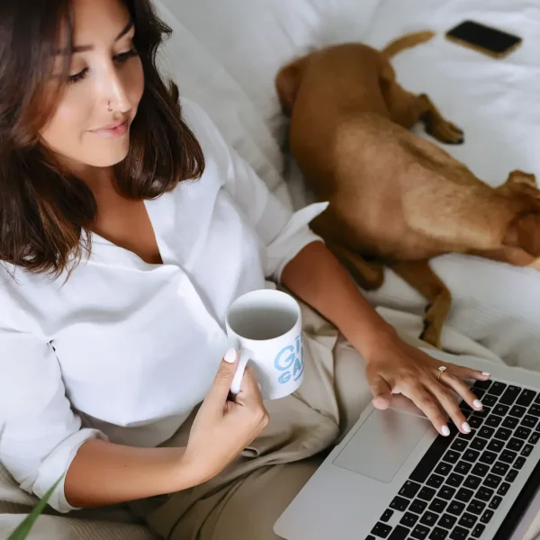 Laptop on sofa